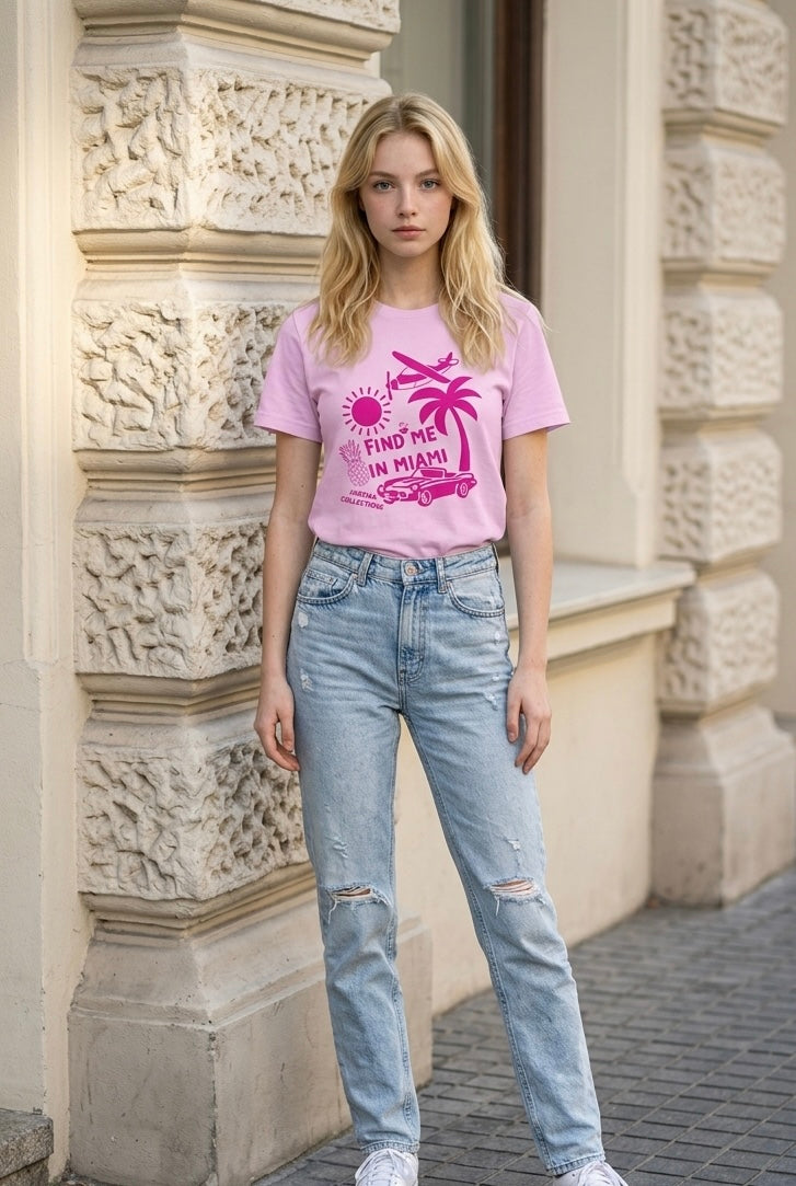 Find Me In Miami Tee Pink